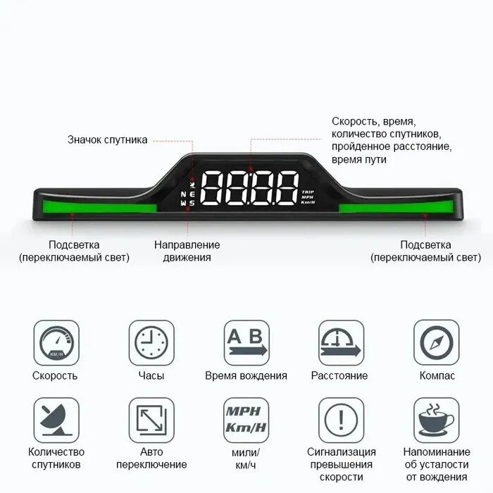 Проекционный дисплей G15 (HUD) с подключением через USB