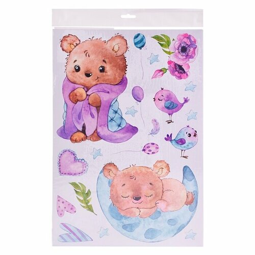 Наклейки Дрофа Декоративные Мишка спит 30х45 см 2 листа 562₽