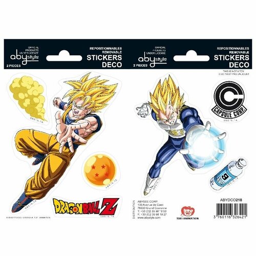 Наклейки ABYstyle Dragon Ball DBZ Goku-Vegeta 16x11cm 2 sheets ABYDCO218 12pcs set dragon ball z jumbo limite5000 reproduce super saiyan goku vegeta hobby collectibles game anime collection cards