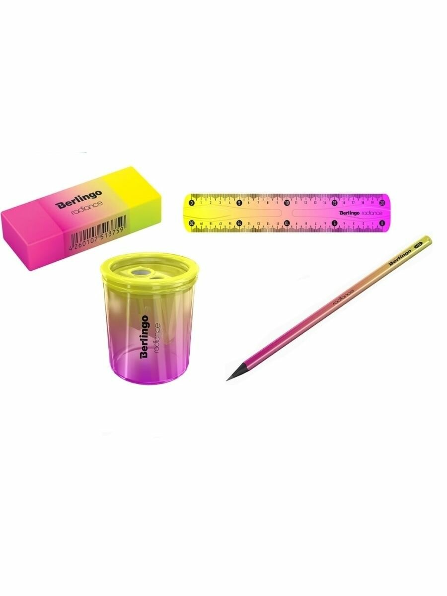 Набор из 4-х предметов: точилка, карандаш, линейка, ластик