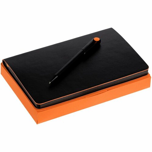 Набор Trait, черно-оранжевый, 14х21х2,5 см, искусственная кожа; пластик; картон