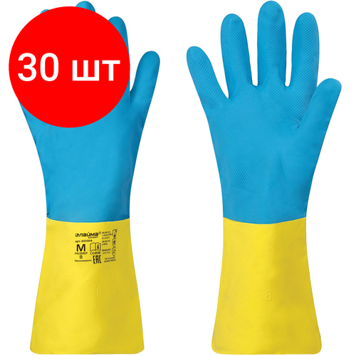 Комплект 30 шт, Перчатки неопреновые LAIMA EXPERT неопрен, 90 г/пара, химически устойчивые, х/б напыление, M (средний), 605004