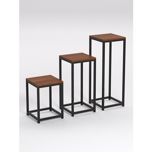 Подставка для цветов №7 в стиле лофт, Орех 90 x 30 x 80 см