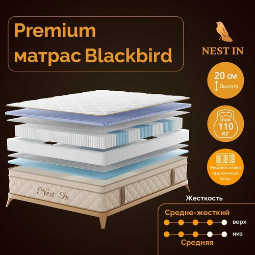 Матрас с независимыми пружинами Nest In Blackbird 140х190