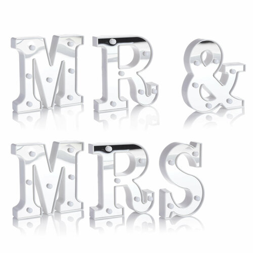 Набор световых фигур MR & MRS, 16 см. Серебро, 1 шт. серебро