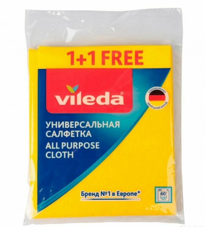 Vileda Салфетка вискозная Виледа универсальная 1+1 шт Vileda All Purpose Cloth