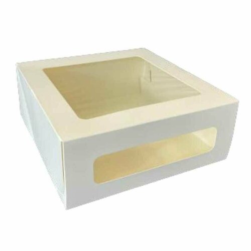 Упаковка бум. ForGenika CAKE II Window White 260х260х100мм, белая,(75шт/уп) белый
