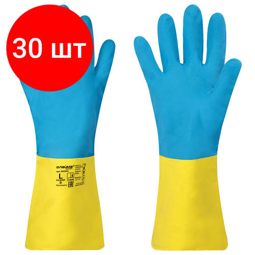Комплект 30 шт, Перчатки неопреновые LAIMA EXPERT неопрен, 95 г/пара, химически устойчивые, х/б напыление, L (большой), 605005
