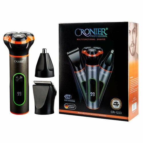 Электробритва мужская Сroiner professional 3 в 1 Триммер для бороды и усов мужской Триммер для носа и ушей в подарок 1736₽