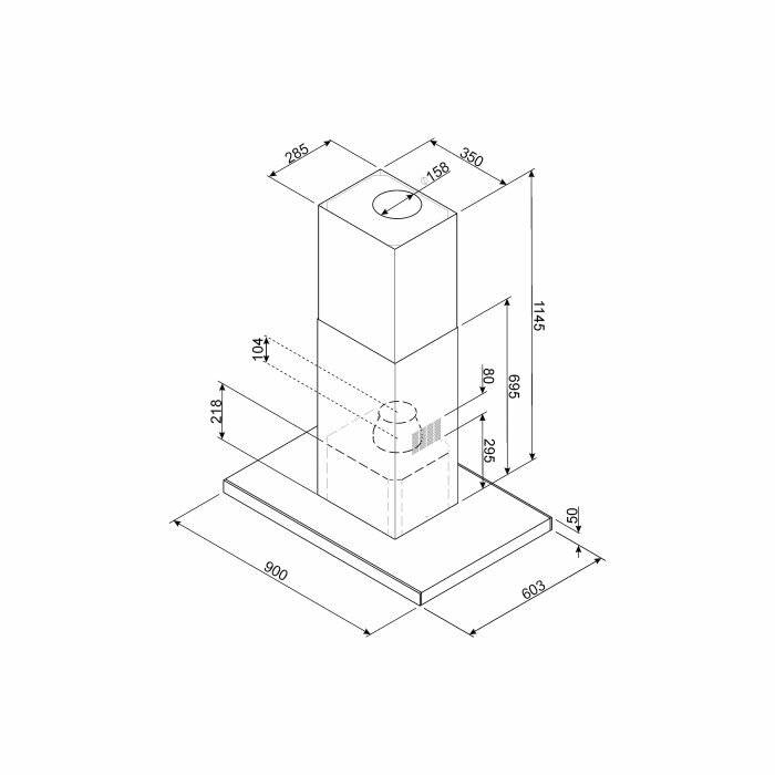 Купольная вытяжка Smeg KI 905 NXE2, цвет корпуса серебристый, цвет окантовки/панели черный