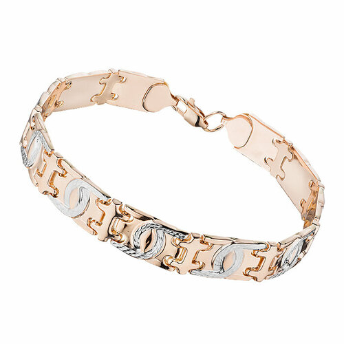 Браслет MG, комбинированное, красное золото, 585 проба, родирование, длина 20 см.