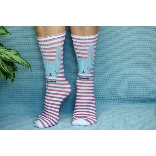 фото Носки , размер 36/41, белый, розовый хлопковые cotton print