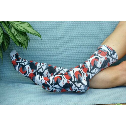фото Носки cotton print, размер 41/45, серый, красный, черный, белый хлопковые cotton print