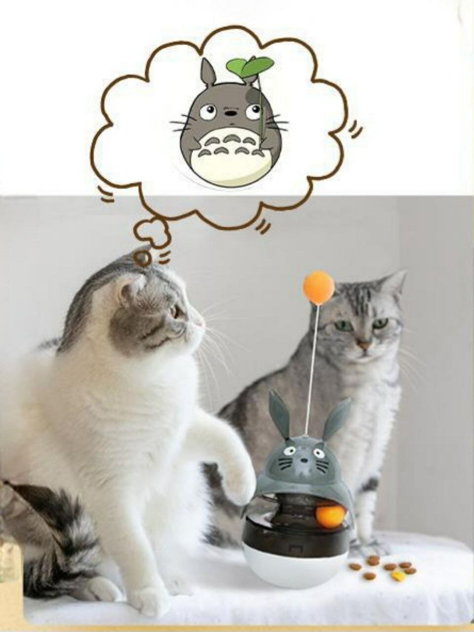 Интерактивная игрушка Зайка-Неваляшка (серая)для кошек - фотография № 5
