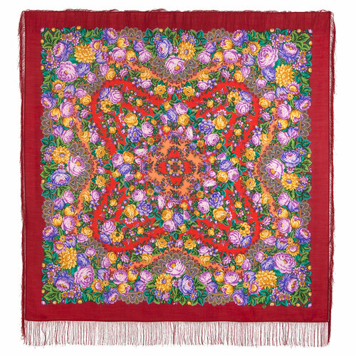 Платок Павловопосадская платочная мануфактура, 146х146 см, красный