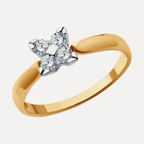 Изображение товара Кольцо, красное золото, 585 проба, фианит