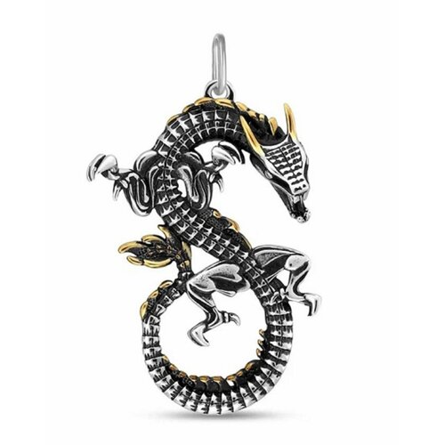 фото Подвеска дракон, комбинированное серебро, золото, 925 проба, золочение, чернение, размер 3.5 см. diamare44