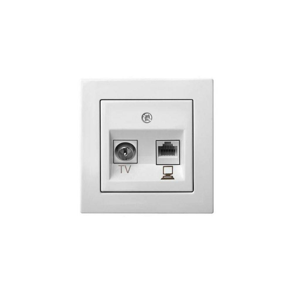 розетка TV/компьютерная RJ45 LIREGUS Epsilon, белый - фото №1