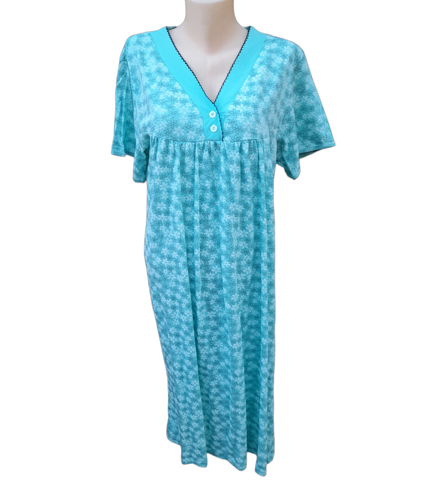 Sebo Ночная сорочка женская хлопок длинная,голубая/белая,54-56 - фотография № 1