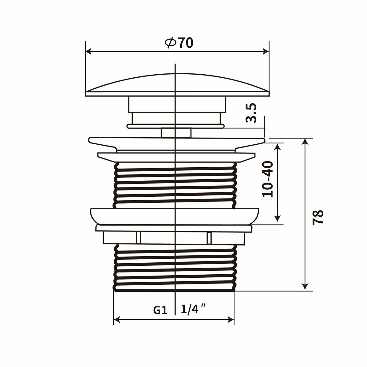 Донный клапан Vincea DBS0-216MA click-clack Антрацит матовый - фотография № 3