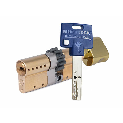 Цилиндр Mul-t-Lock Interactive+ ключ-вертушка (размер 35х31 мм) - Латунь, Шестеренка (3 ключа)