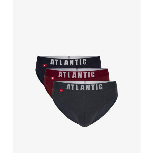 Трусы Atlantic, 3 шт., размер M, бордовый, синий, серый трусы atlantic 3 шт размер m черный бордовый серый