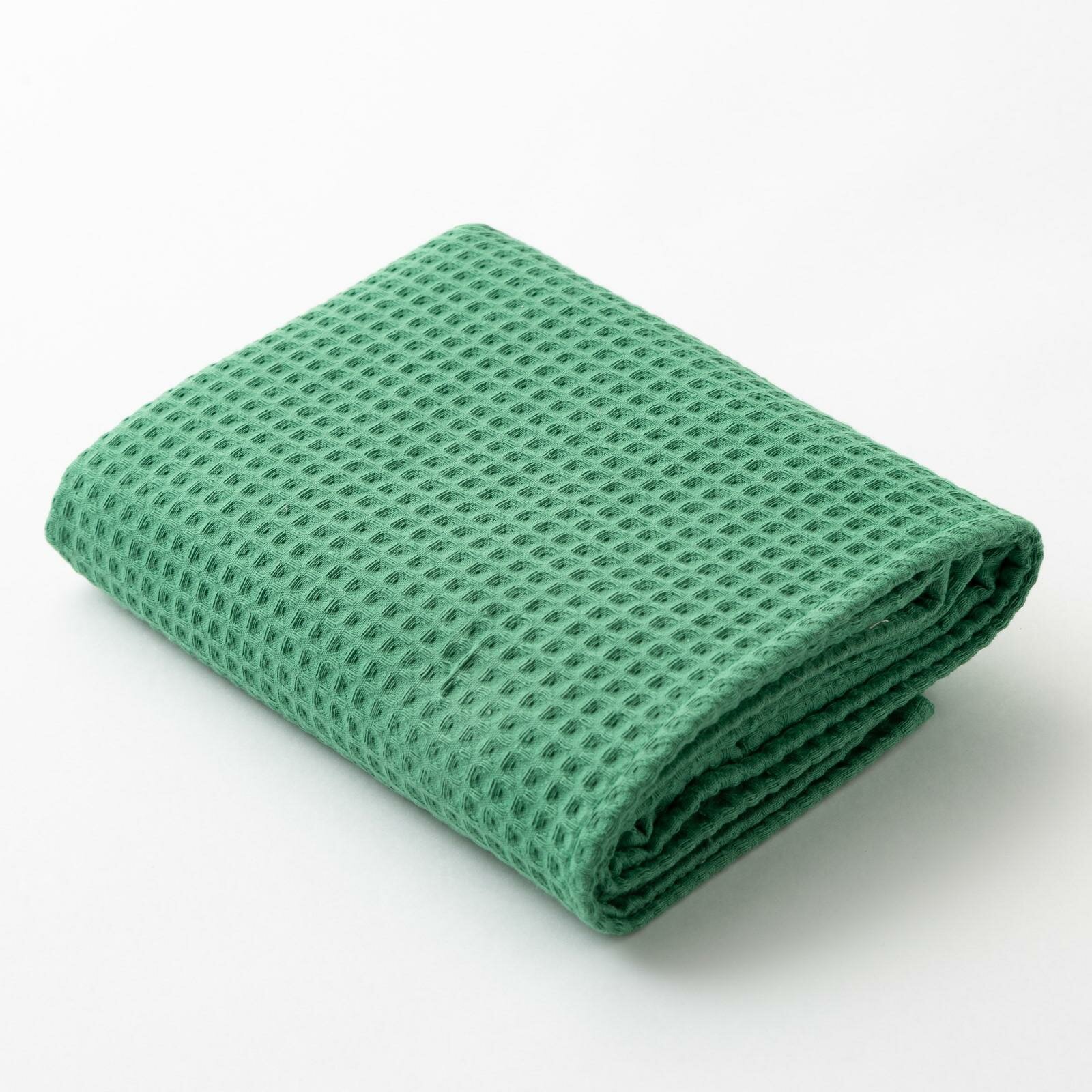 Полотенце вафельное 70х140 см, цвет зелёный, плотность 240 г/м2 - фотография № 2