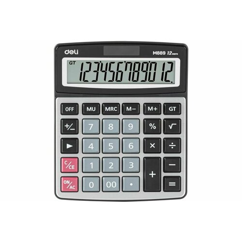Настольный калькулятор DELI серебристый, 12-разрядный