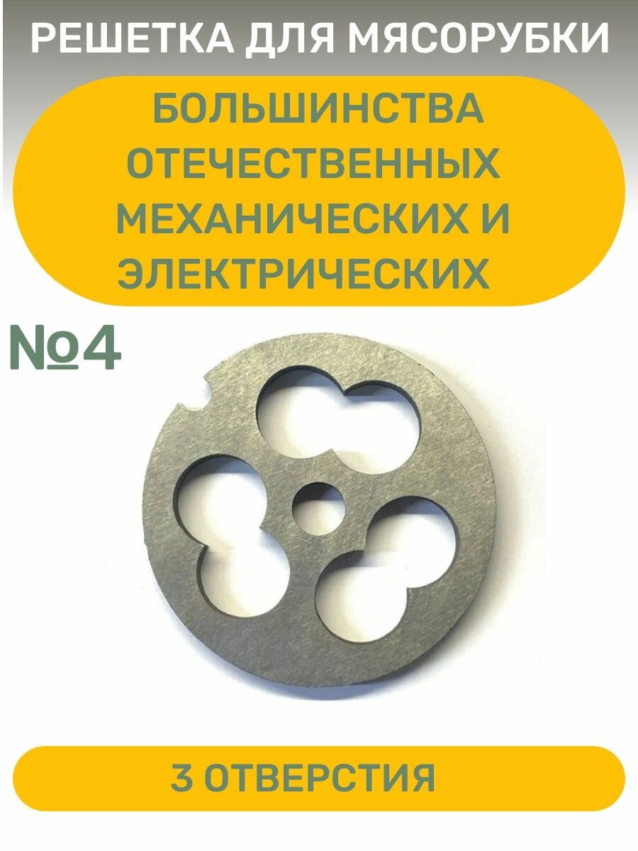 фото Решётка №4 "Хром 54-14" для отечественной мясорубки