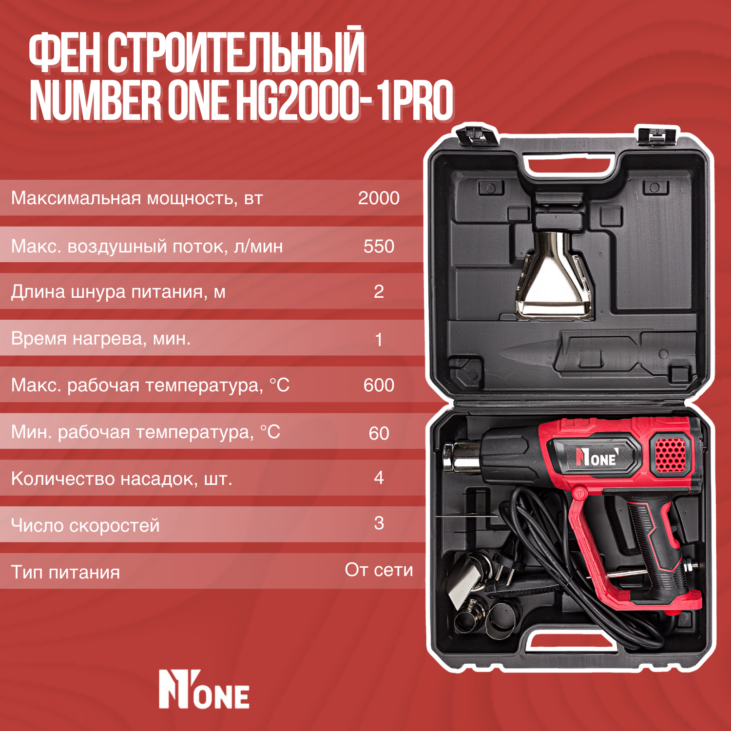 Фен №1 HG2000-1PRO Number ONE - фото №3