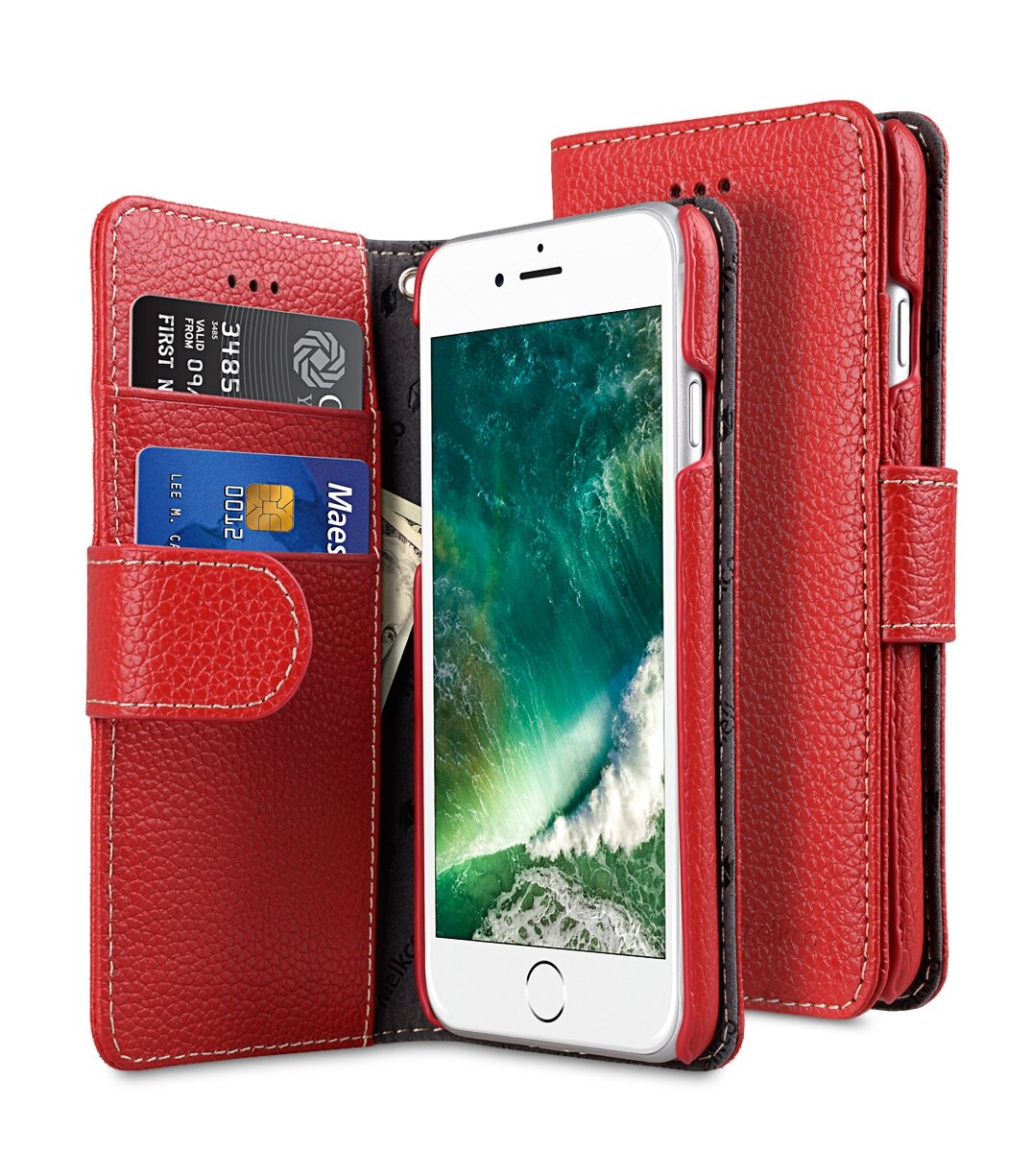 Кожаный чехол книжка Melkco для iPhone 7/8/SE 2020/SE 2022 - Wallet Book Type - красный