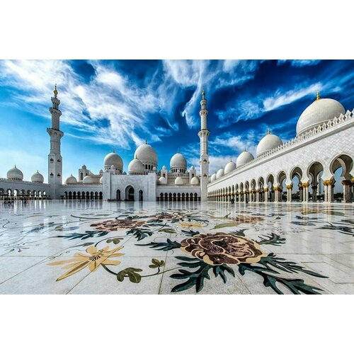 Картина по номерам на холсте 40*50 см Мечеть Шейха Зайда летом рисунок схема на ткани мечеть шейха зайда