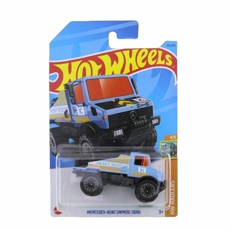 HKJ99 Машинка игрушка Hot Wheels металлическая коллекционная Mercedes-Benz Unimog 1300L голубой