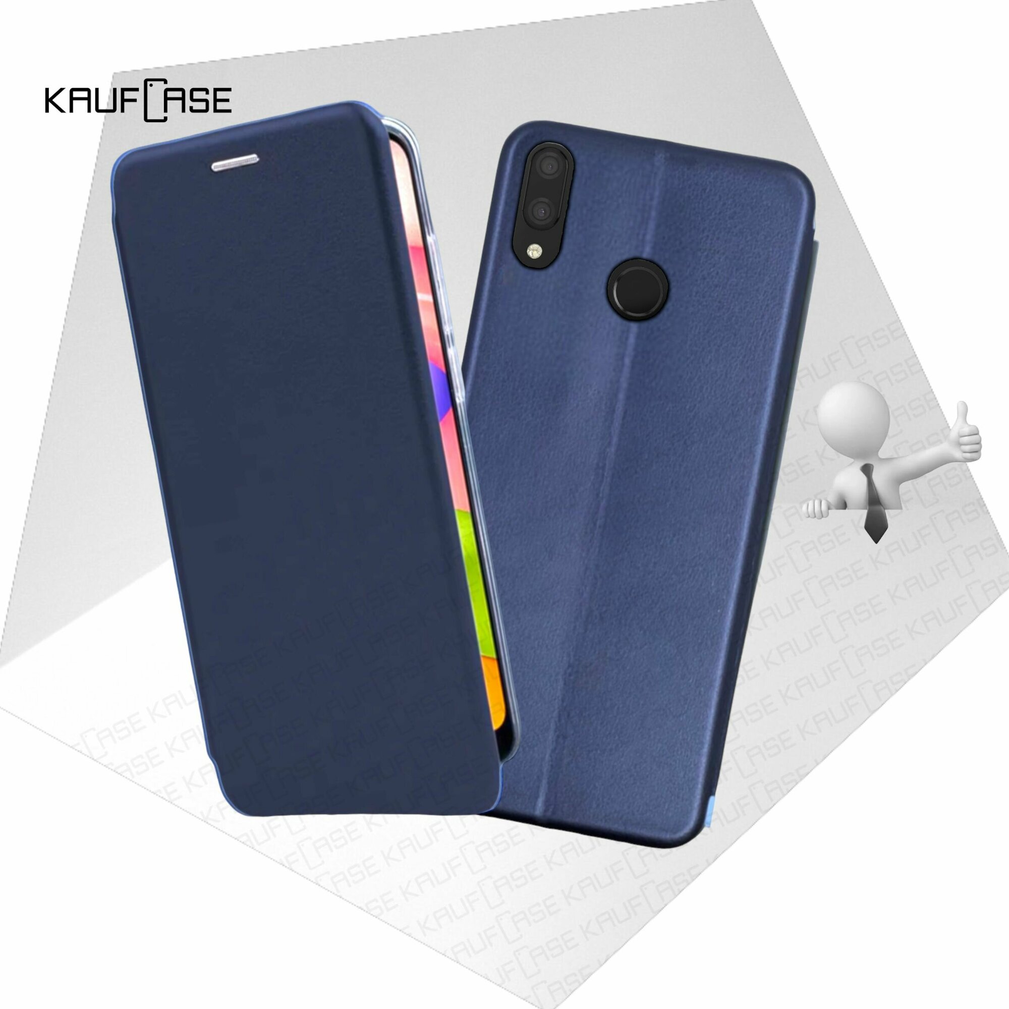 Чехол книжка KaufCase для телефона Huawei Honor 10 Lite /P Smart 2019 (HRY-LX1 /POT-LX1) (6.21"), темно-синий. Трансфомер