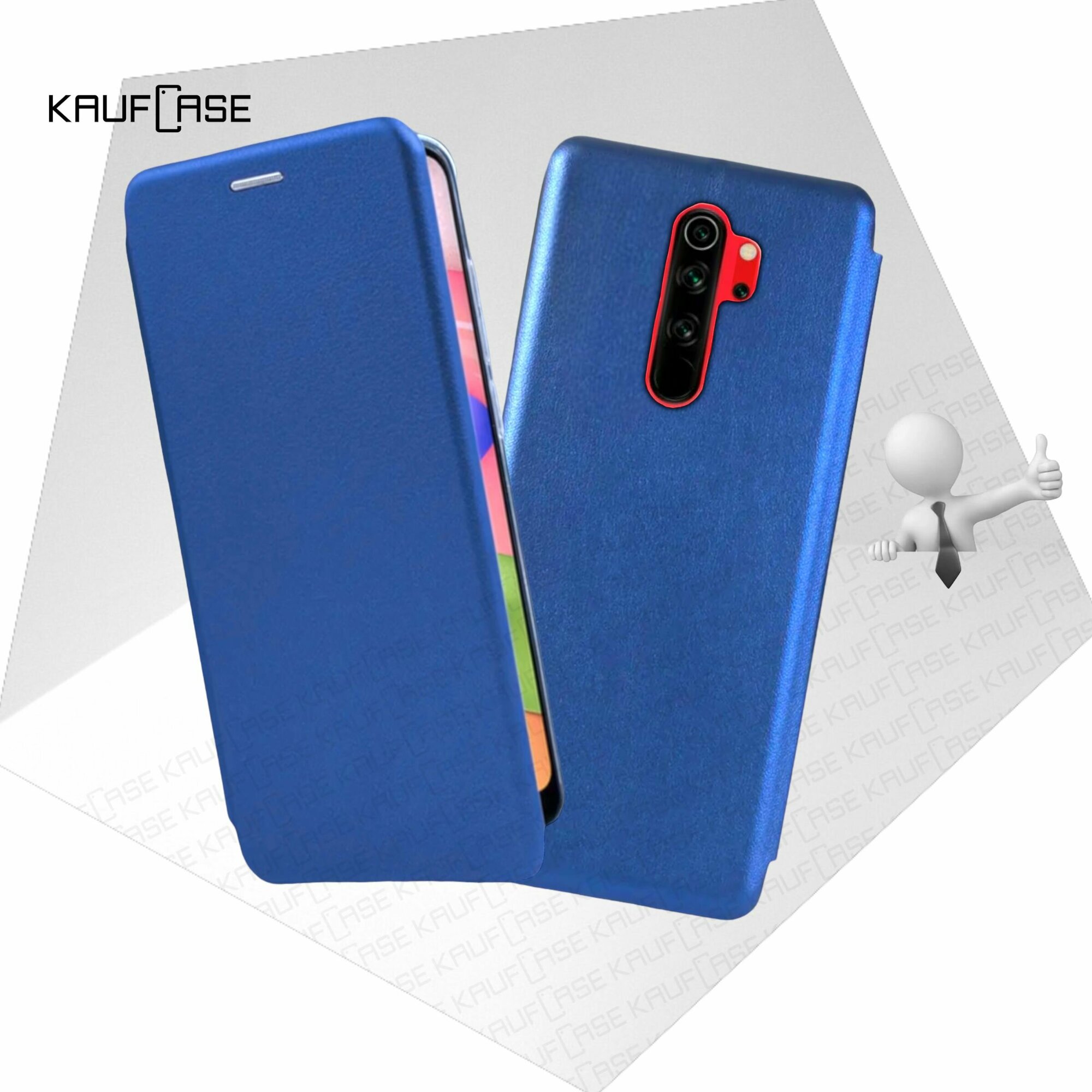 Чехол книжка KaufCase для телефона Xiaomi Redmi Note 8 Pro (6.53"), синий. Трансфомер