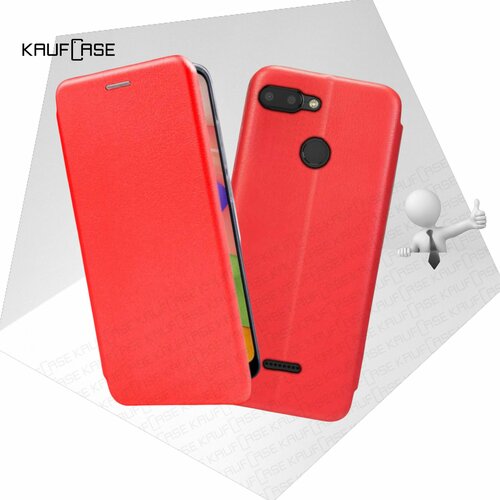 Чехол книжка KaufCase для телефона Xiaomi Redmi 6 (5.45), красный. Трансфомер чехол книжка kaufcase для телефона xiaomi redmi 10a 6 53 бордовый трансфомер