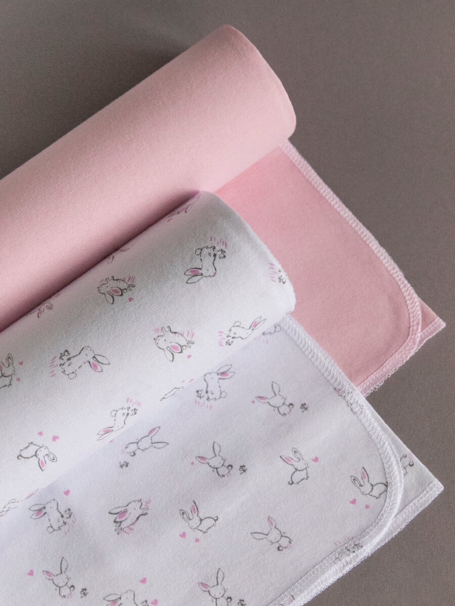 Комплект пеленка трикотажная 90х120, 2шт, розовый, пеленка, пеленки для новорожденных, комплект для новорожденных, впитывающие пеленки Baby Nice