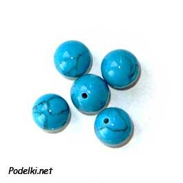 Натуральная бусина Бирюза голубая 0003340 шарик 8 мм, цена за 10 шт.
