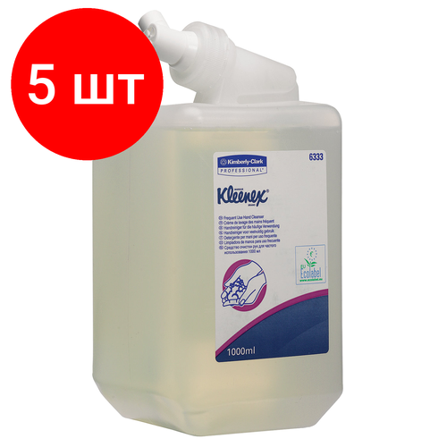 Комплект 5 шт, Картридж с жидким мылом одноразовый KIMBERLY-CLARK Kleenex, 1 л, прозрачный, диспенсер 601541, АРТ. 6333