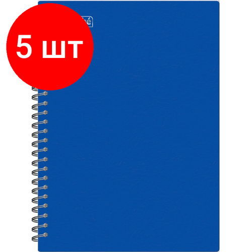 Комплект 5 штук, Бизнес-тетрадь А4.120л, гребень, обл. пластик, клетка, Attache Plastic, синий бизнес тетрадь а5 96 листов гребень обложка пластик клетка attache plastic синий 1516762