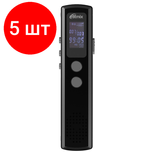 Комплект 5 штук Диктофон цифровой Ritmix RR-120 4GB black 2206800₽