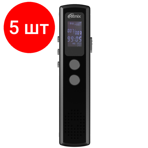 Комплект 5 штук, Диктофон цифровой Ritmix RR-120 4GB black