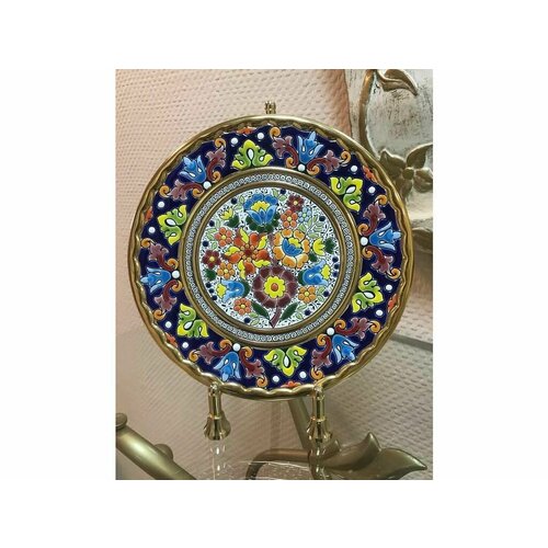 Тарелка декоративная, настенная Cearco диаметр 21 см, ручная работа испанских мастеров, вулканическая керамика.