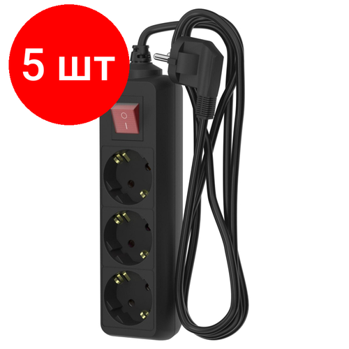 Комплект 5 штук Удлинитель сетевой фотон 16-23ЕS 2м 3 р 16А с выкл с заземл Черный 6144₽