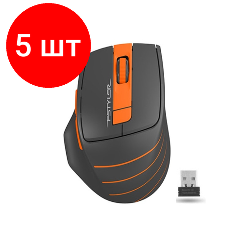 Комплект 5 штук Мышь компьютерная A4 Fstyler FG30 беспроводная 2000dpi серыйоранжевый 504400₽