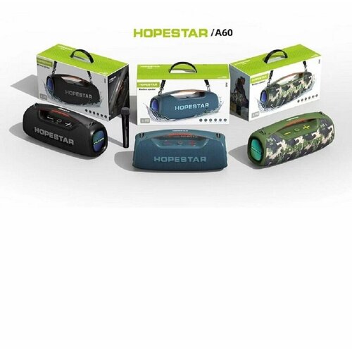 колонка беспроводная bluetooth hopestar т7 hopestar Портативная Беспроводная Bluetooth Колонка Hopestar A60, 100W / Караоке Система / Беспроводной Микрофон / Черная