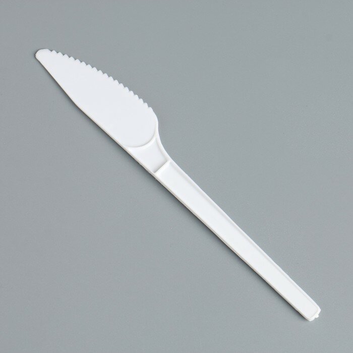 Нож одноразовый пластиковый 16,5 см, 100 штук, белый - фотография № 3