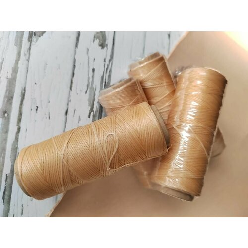 Нитки вощёные для кожи 100м. цвет бежевый, 0.8мм