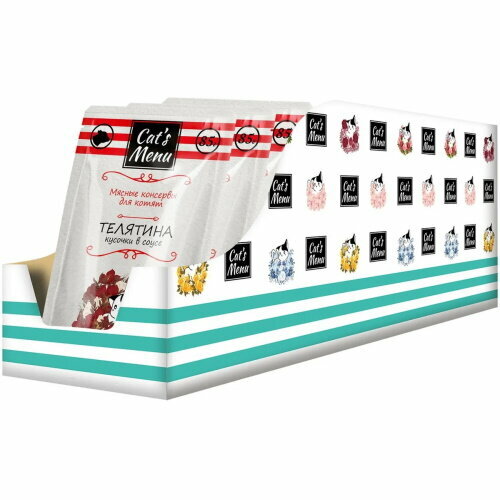 Cat`s Menu консервы для котят с телятиной кусочки в соусе 32х85гр