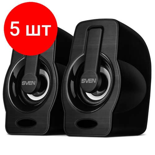 Комплект 5 штук Акустическая система 20 SVEN 255 черный USB 2x3 ВтRMS подсветка 1157800₽